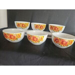Royal Norfolk Sunflower Set Of 6 Soup/Cereal Bowls 5 1/4"